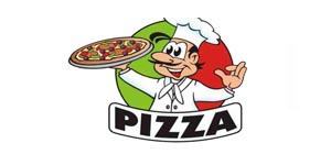 a cartoon character holding a pizza on a plate